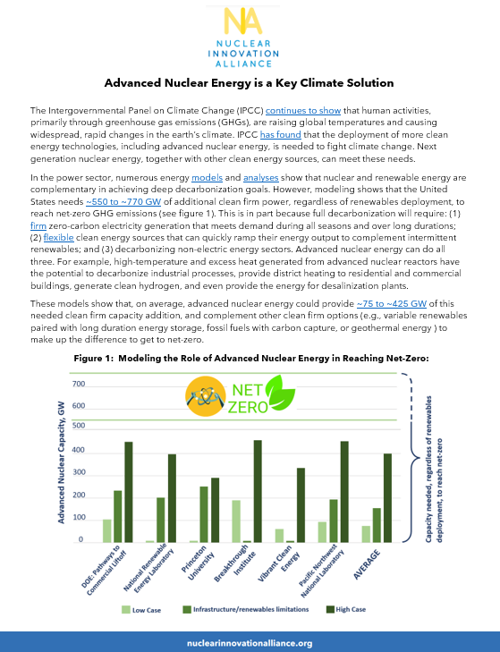 Advanced Nuclear Energy is a Key Climate Solution 